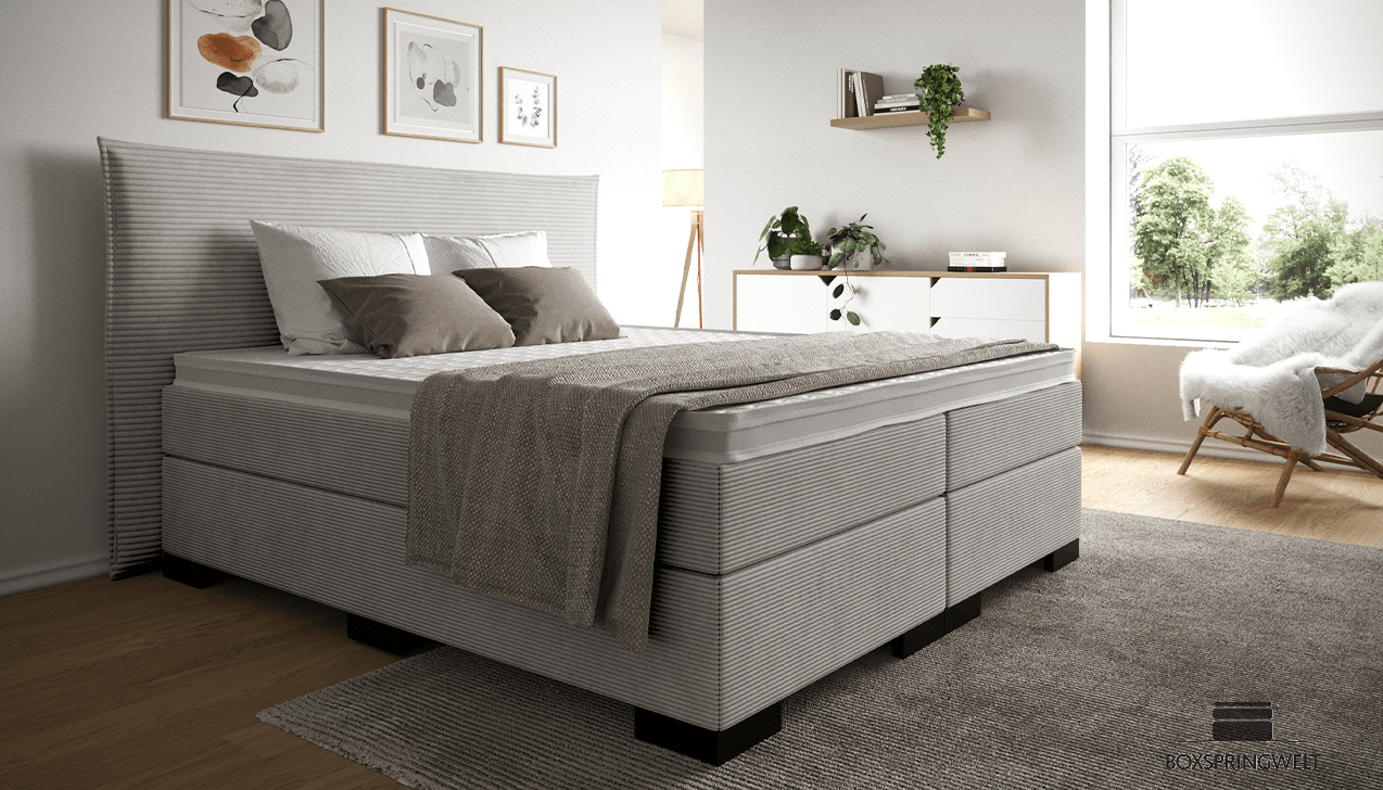 Boxspringbett Paul in Ribcord Grey
