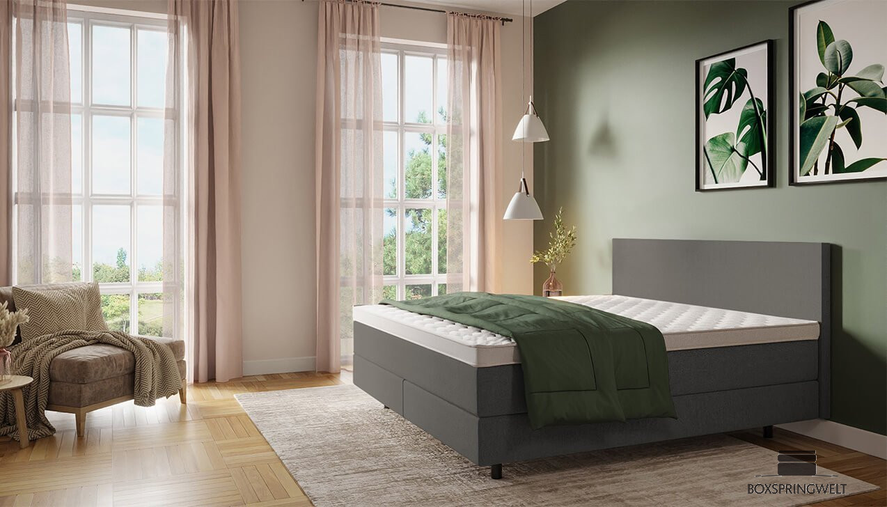 Boxspringbett Mia in ladera Grau