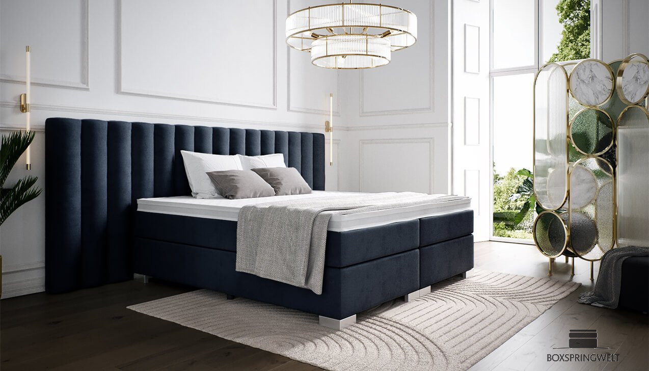 Boxspringbett Diana in Bezug Adore Indigo