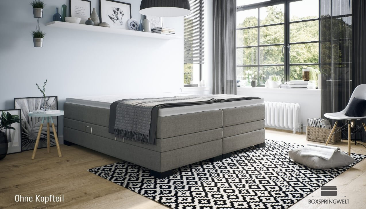 Ohne Kopfteil. Eckige Füße, Schwarz.