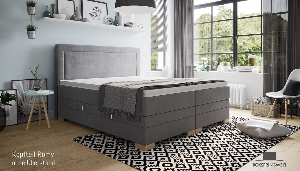 Mit Kopfteil Romy ohne Seitenabstand. Eckige Füße, Buche. 