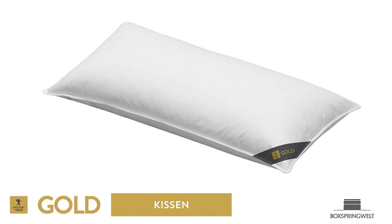 3-Kammerkissen „Gold“, Kopfkissen aus Daunen und Federn