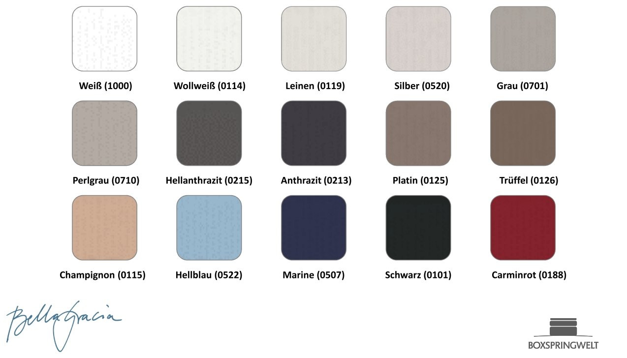 Farbauswahl Spannbettlaken für Topper und Matratze