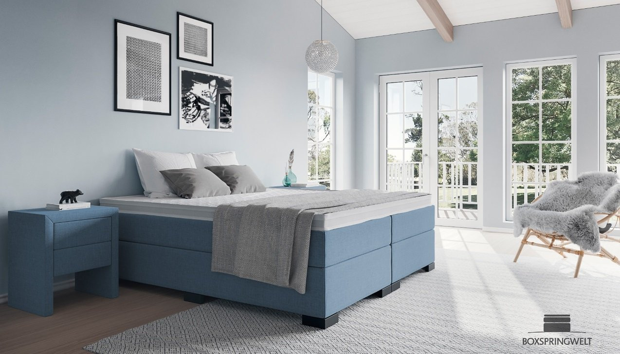 Boxspringbett Ludwig in Golf Blau