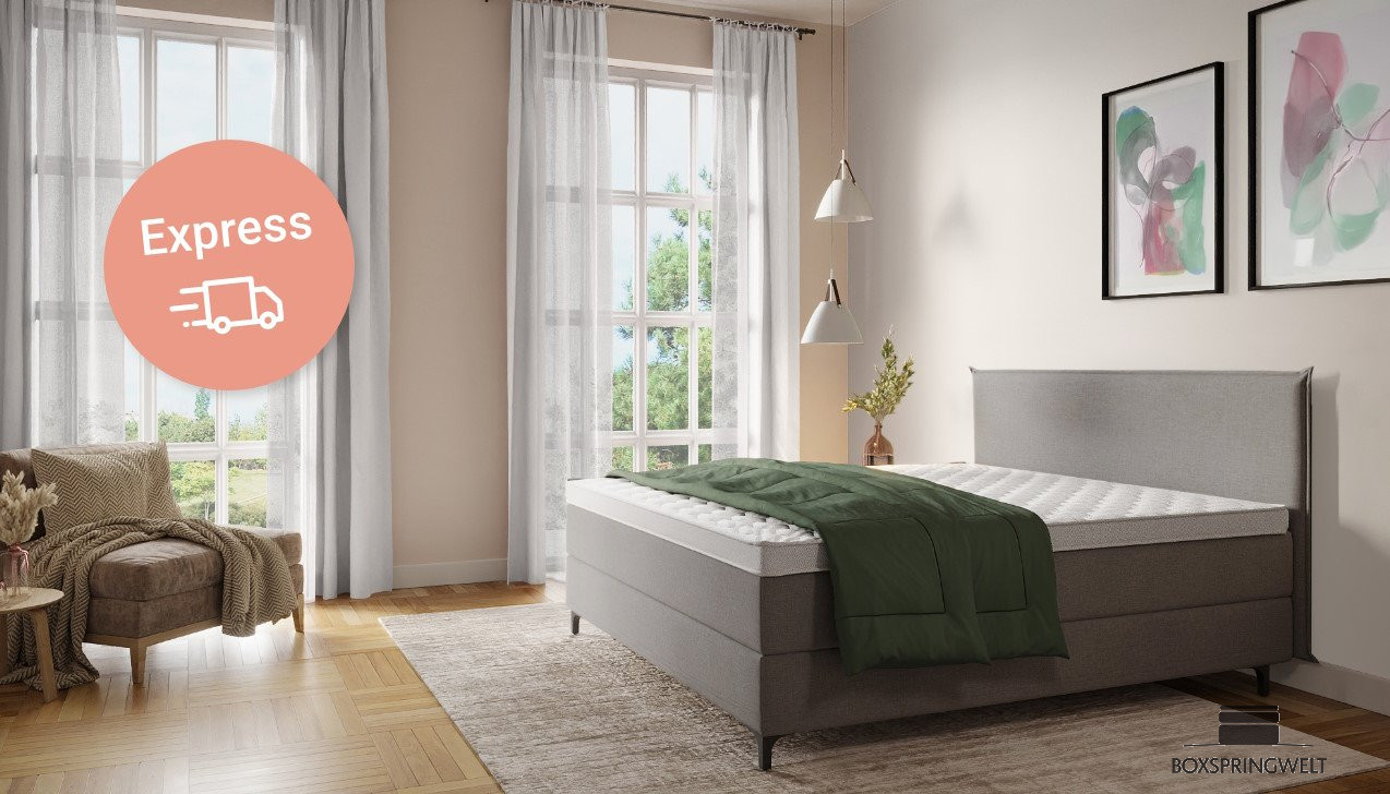 Boxspringbett Mia in Jade Hellgrau mit Husse