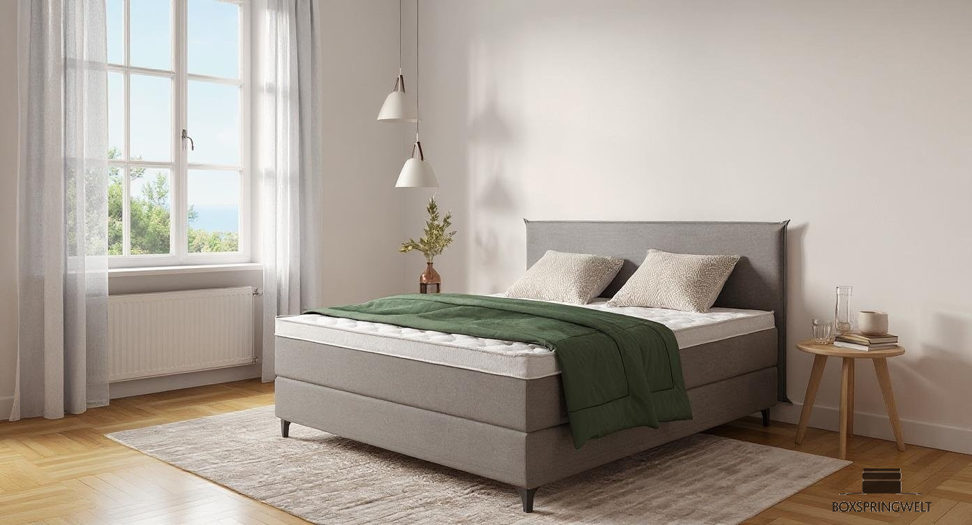 Boxspringbett Mia in Jade Hellgrau