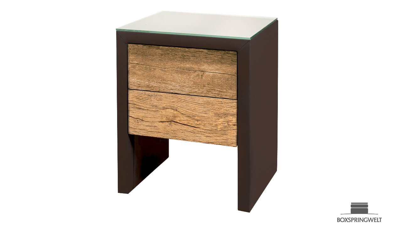 Nachtkonsole mit 2 Schubladen und Glasplatte