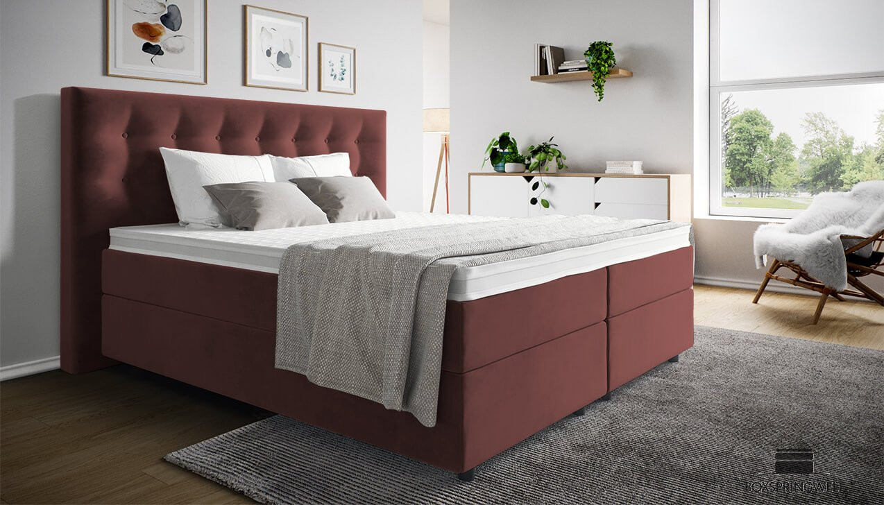 Boxspringbett Paul in Adore Winered