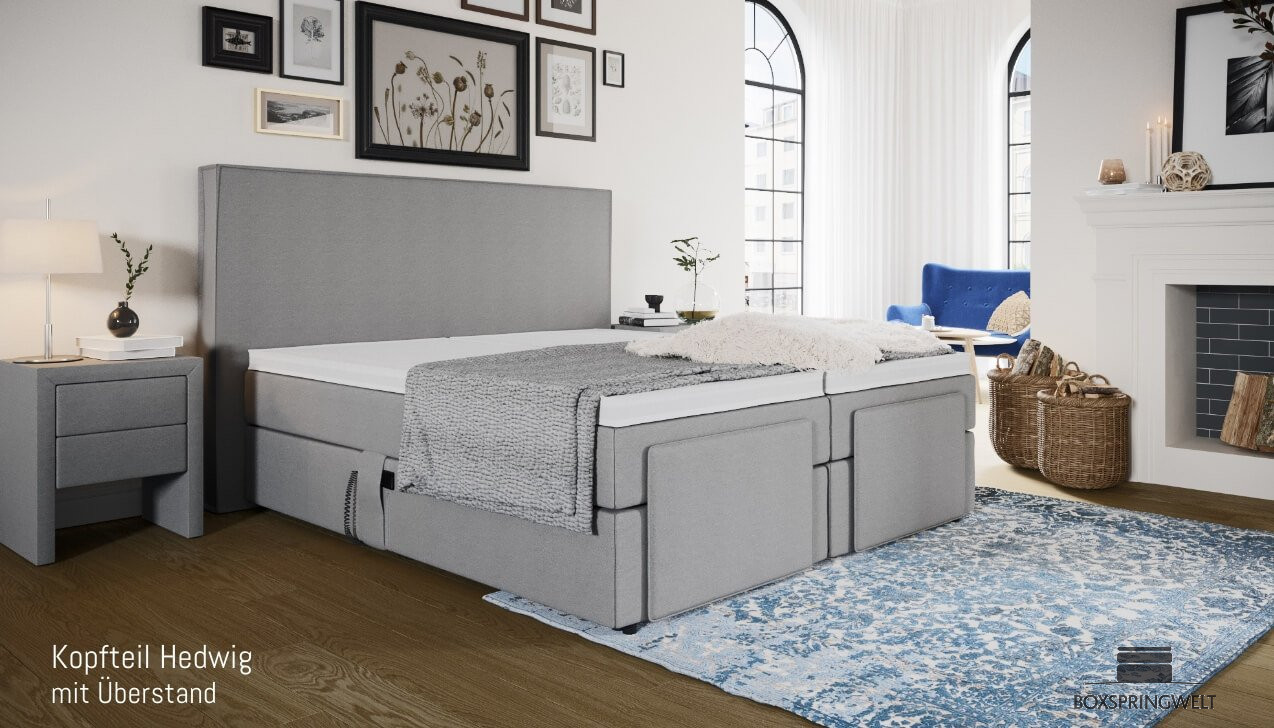 Mit Kopfteil Hedwig mit Seitenabstand.