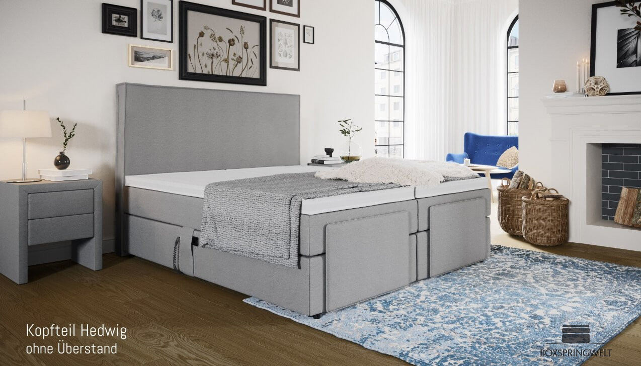 Mit Kopfteil Hedwig ohne Seitenabstand.