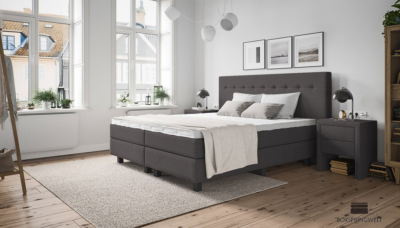 Boxspringbett Polly in Anthrazit