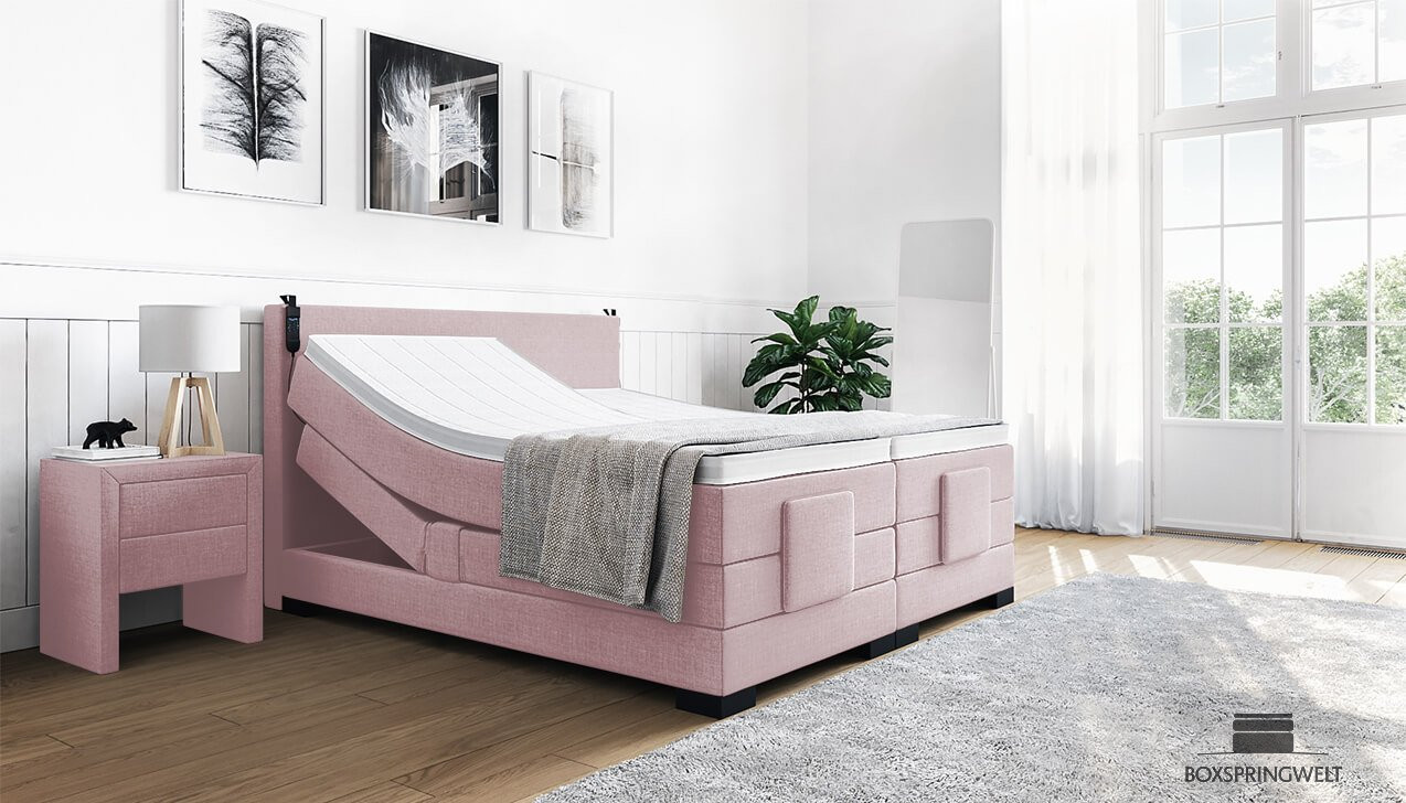 Boxspringbett Konrad mit Motor in Board Rosa