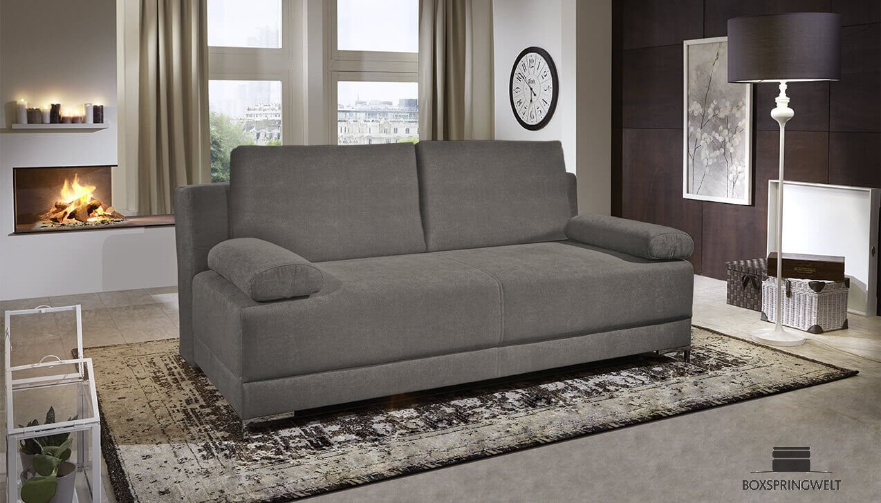 Boxspringsofa in Bezug Asti Silber