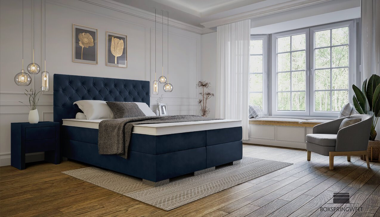 Boxspringbett Antonia in Adore Indigo