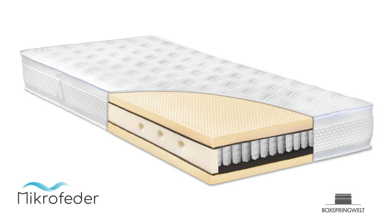 Mikrofederkern Matratze Ergo Soft 100x210 mit 750 Mikro-Federn pro m² und gemütlichem Schaumpolster