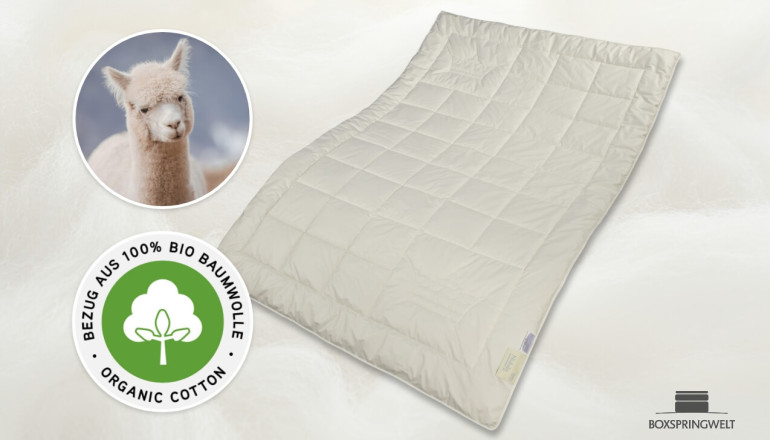 Leicht-Bettdecke Nobilis 140x220 mit Alpakawolle aus artgerechter Haltung und Bezug aus GOTS Bio-Baumwolle