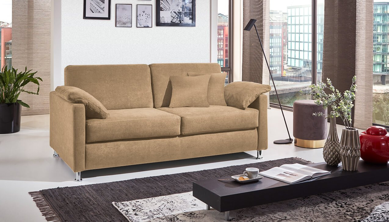Boxspringsofa in Bezug Asti Beige
