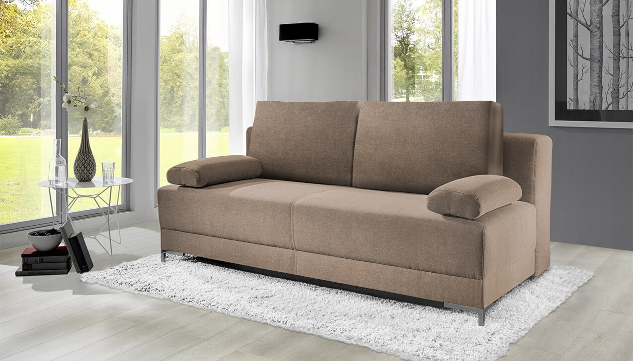 Boxspringsofa in Bezug Alicante Schlamm