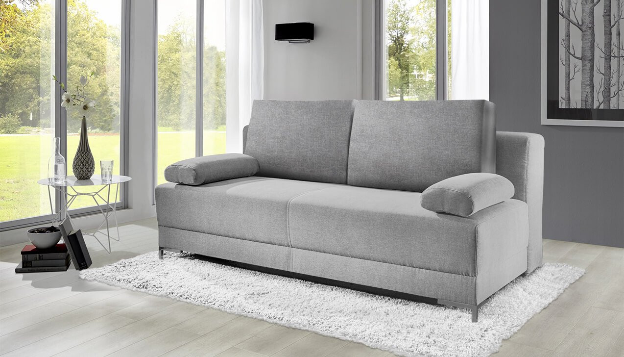 Boxspringsofa in Bezug Alicante Silber