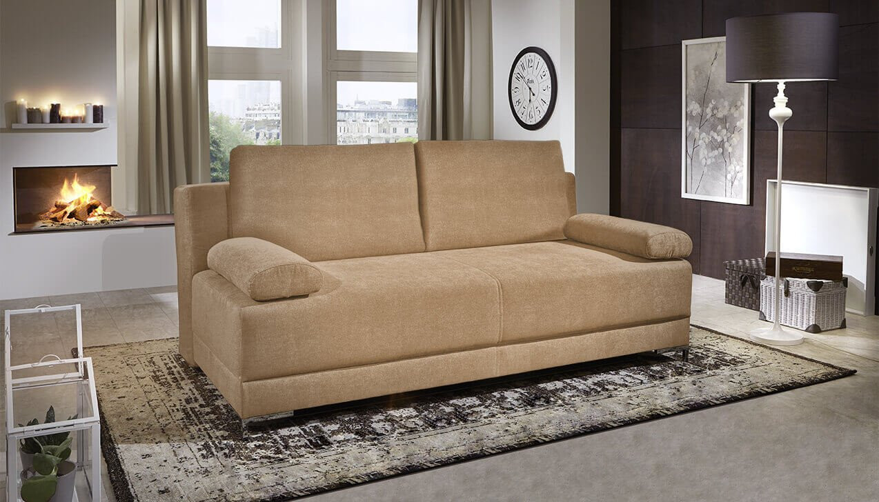 Boxspringsofa in Bezug Asti Beige