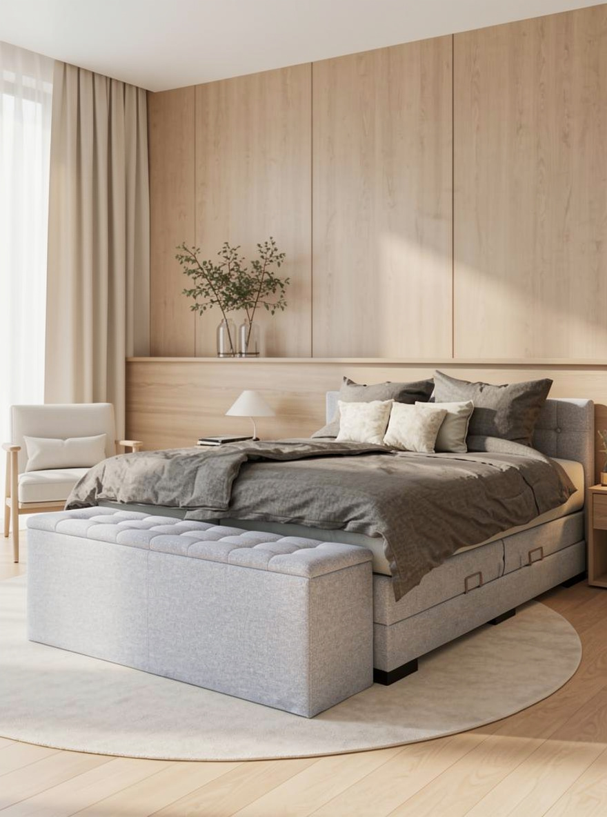 Betttruhe mit Knöpfen