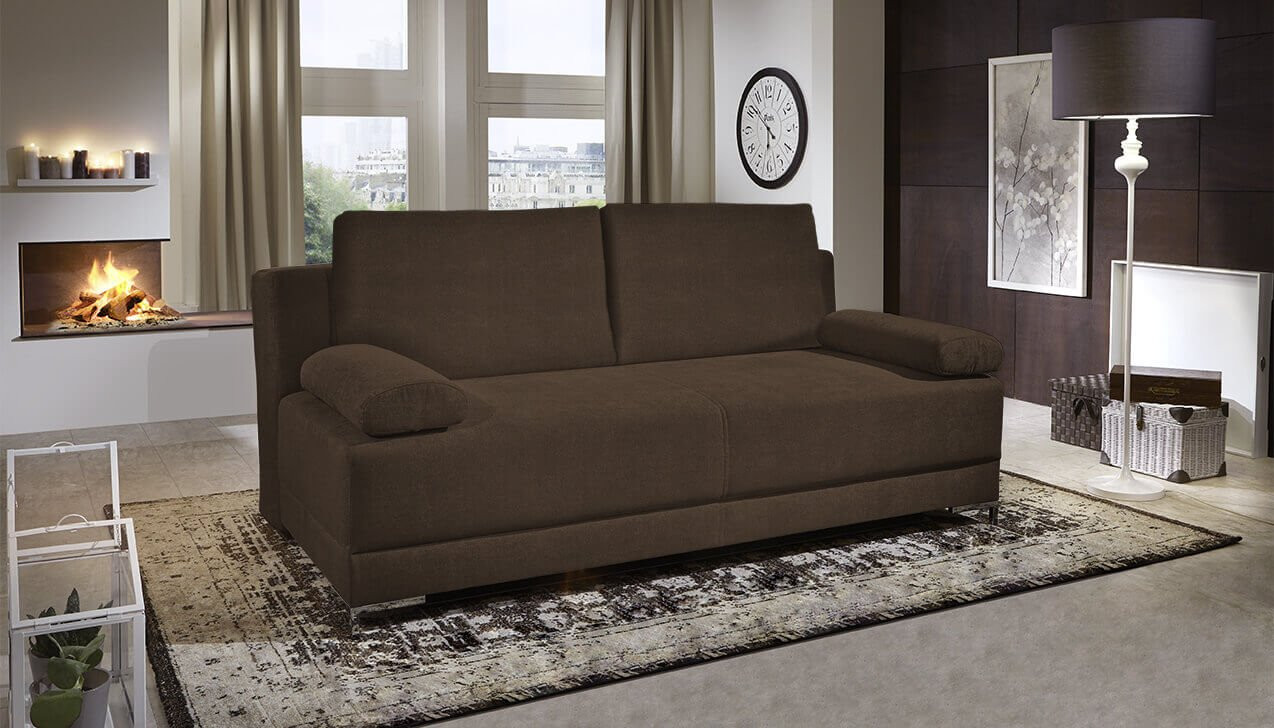 Boxspringsofa in Bezug Asti Espresso