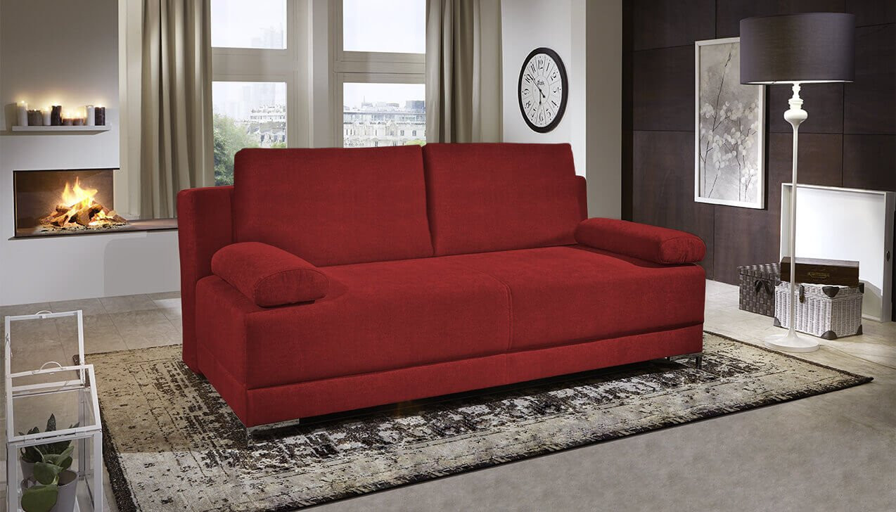 Boxspringsofa in Bezug Asti Rot