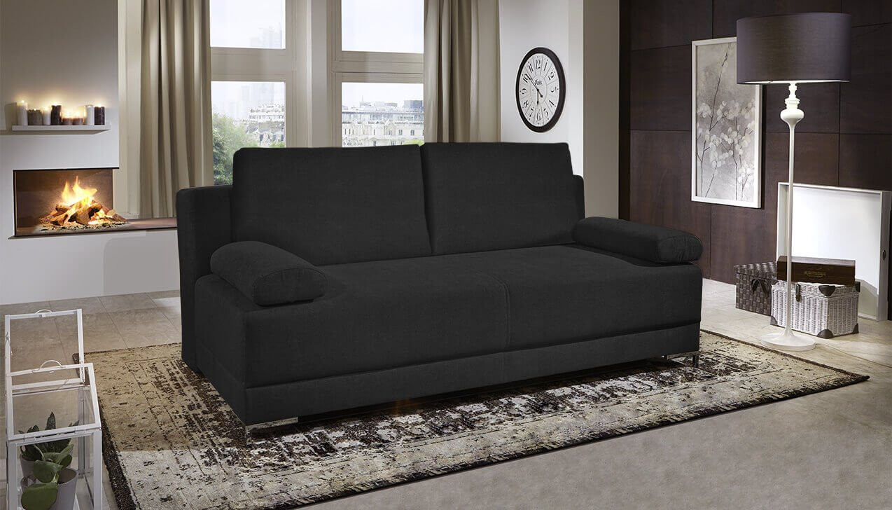 Boxspringsofa in Bezug Asti Schwarz