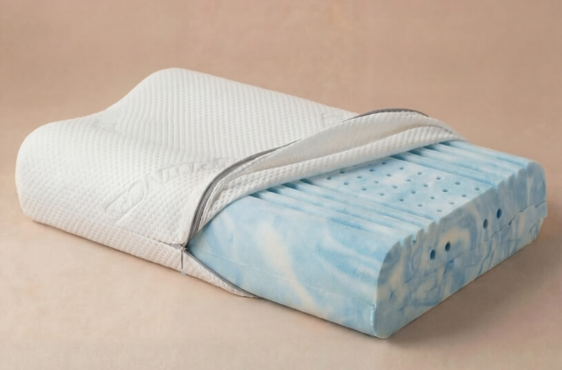 Querschnitt eines Nackenkissens, nummeriert von 1 bis 4.