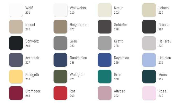 Farbauswahl Schlaflux Spannbettlaken