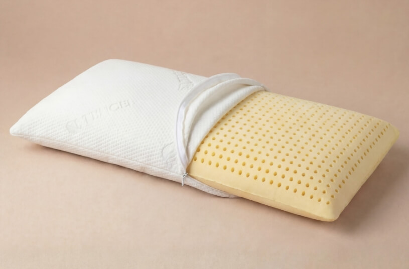 Querschnitt eines Nackenkissens, nummeriert von 1 bis 4.